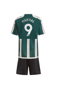 Manchester United Anthony Martial #9 Jalkapallovaatteet Lasten Vieraspeliasu 2023-24 Lyhythihainen (+ Lyhyet housut)